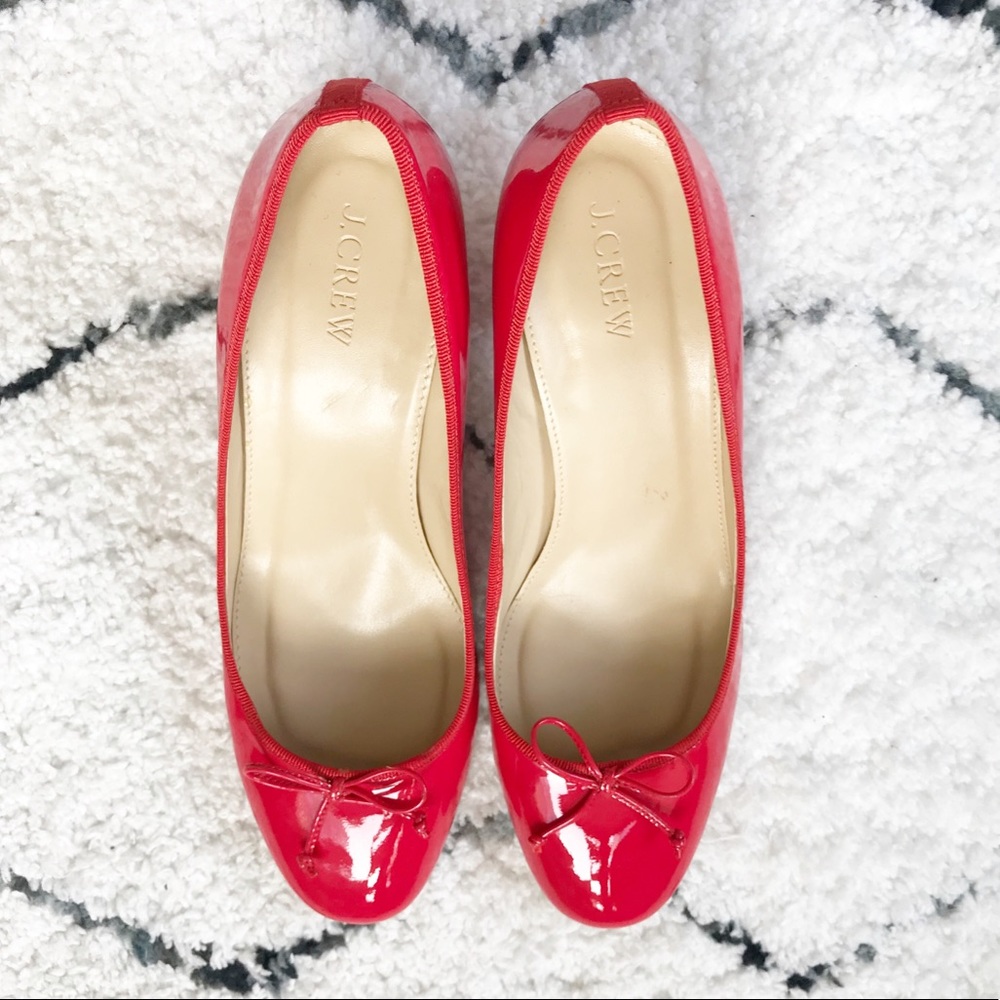 J.Crew Red Evie Heels Patent leather block heels